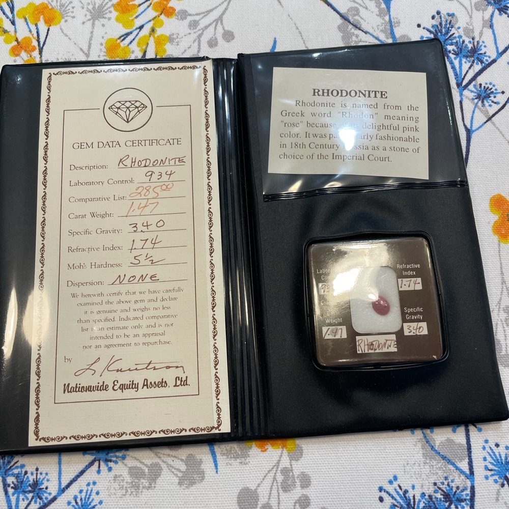 Rhodonite Gem, Certified